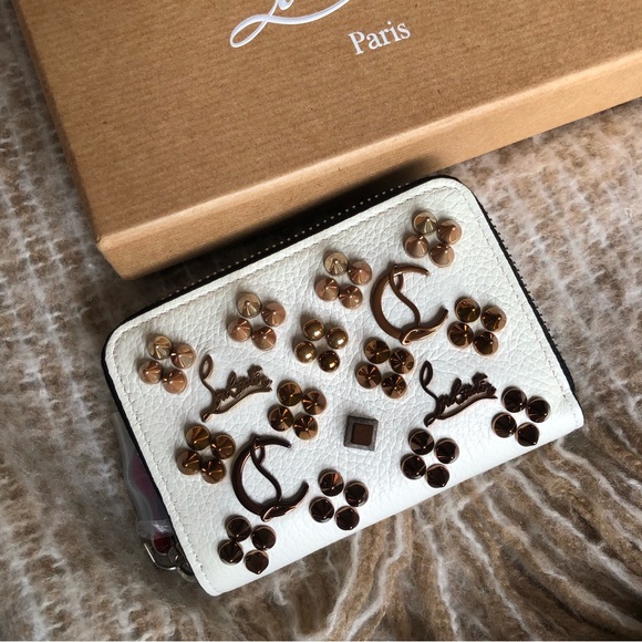 Christian Louboutin Panettone White Leather Stud Small Coin Purse Wallet - Picture 3 of 15